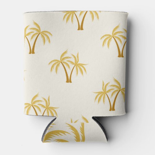 Gold Palm Trees Tropical Textile Can Cooler