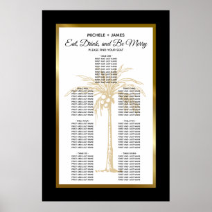 Gold Palm Tropical Wedding Seating Chart