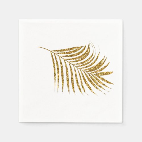 Gold Palms Baby Shower Weddings Tropical Glittery  Napkins