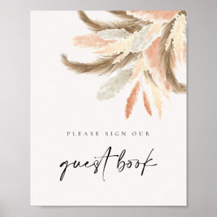 Gold Pampas Grass Guest Book Wedding Sign C100