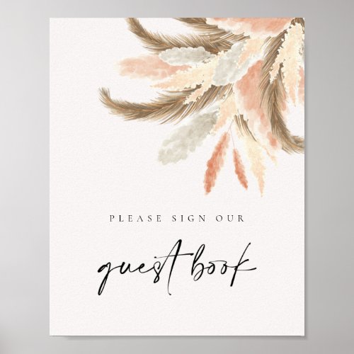 Gold Pampas Grass Guest Book Wedding Sign C100