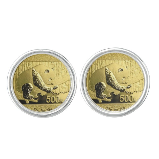 Gold Panda coin Cufflinks (Front)