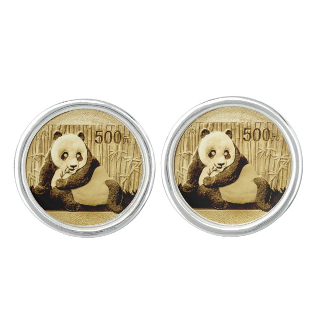 Gold Panda coin Cufflinks (Front)
