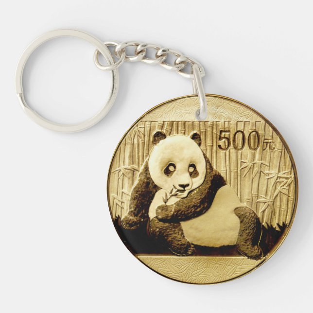 Gold Panda coin Keychain (Front)