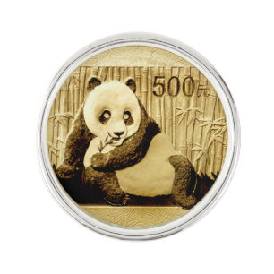 Gold Panda coin Lapel Pin