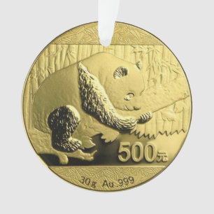Gold Panda coin Ornament