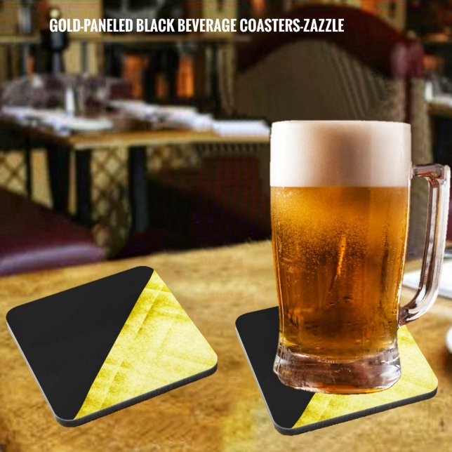 Gold-Paneled Black   Beverage Coaster (Creator Uploaded)