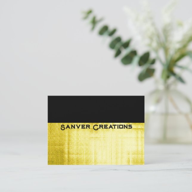 Gold Paneled Black Business Card (Standing Front)