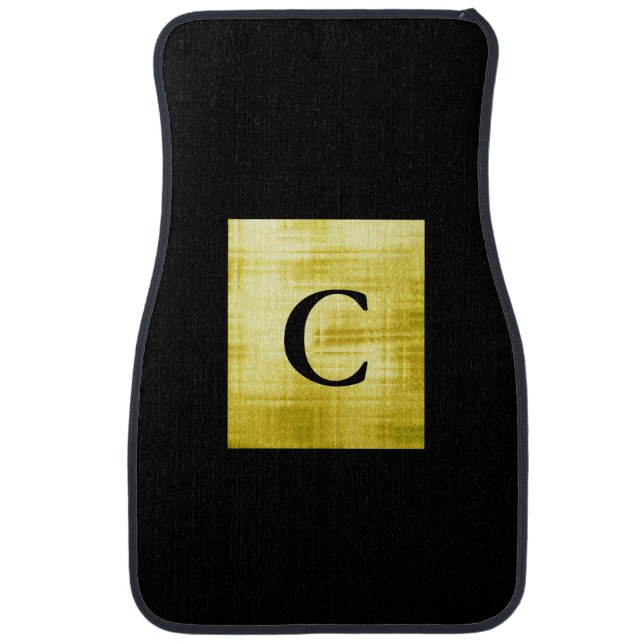 Gold Paneled Black-II Car Floor Mat (Front)