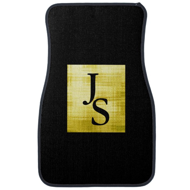 Gold Paneled Black-II Car Floor Mat (Front)