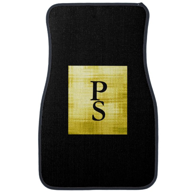 Gold Paneled Black-II Car Floor Mat (Front)