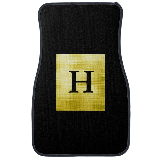 Gold Paneled Black-II Car Floor Mat (Front)