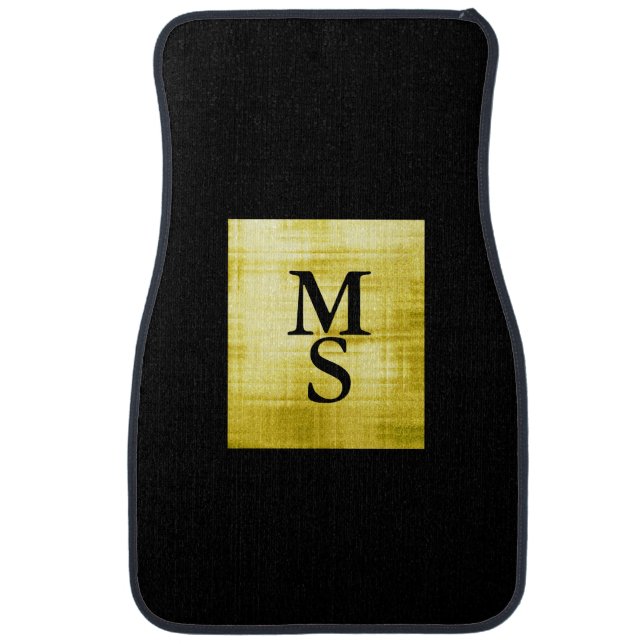 Gold Paneled Black-II Car Floor Mat (Front)