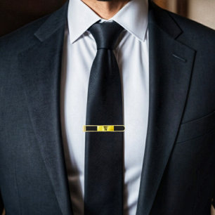 Gold Paneled Black-II Gold Finish Tie Bar