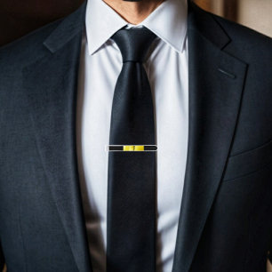 Gold-Paneled Black-II Tie Bar