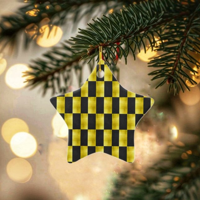 Gold-Paneled-Black-IV Ceramic Ornament (Check out this Gold-Paneled Black-IV Ceramic Ornament with its checkerboard design!)