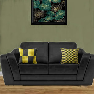 Gold-paneled Black-IV Throw Pillow