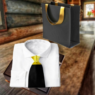 Gold Paneled Black Neck Tie