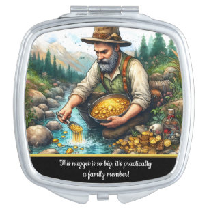 Gold panner finds treasure by a stream compact mirror