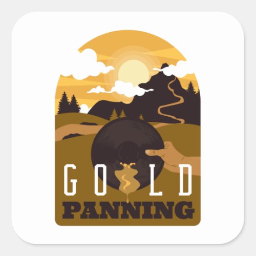 Gold Panning Square Sticker