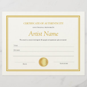 Gold Paper Certificate of Authenticity Template