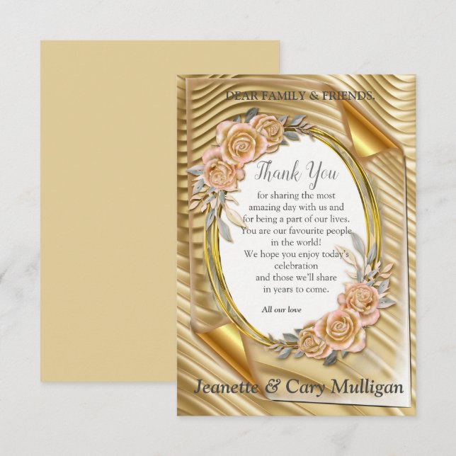 Gold paper with Elegant Roses  RSVP Card (Front/Back)