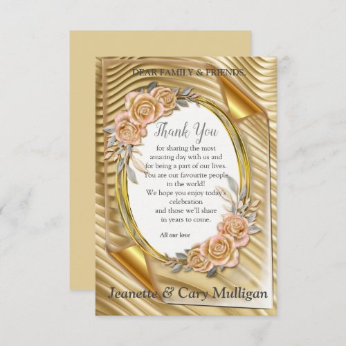Gold paper with Elegant Roses  RSVP Card