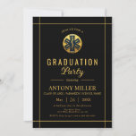 Gold paramedic EMT Class Of 2026 black graduation Invitation