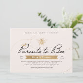 Gold Parents to Bee Baby Shower Blush Invitation (Standing Front)