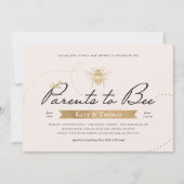 Gold Parents to Bee Baby Shower Blush Invitation (Front)