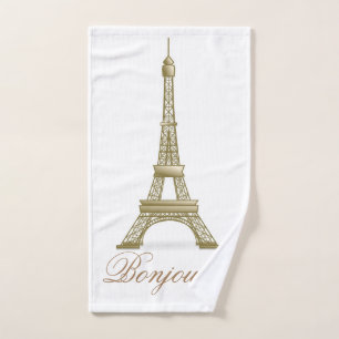 Gold Paris Eiffel Tower France Pink  Decor  Hand Towel
