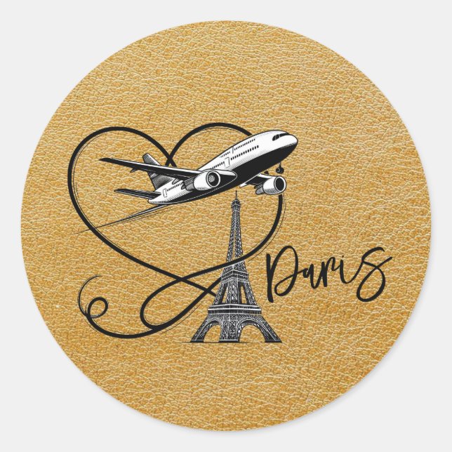 Gold Paris Passport  Classic Round Sticker (Front)