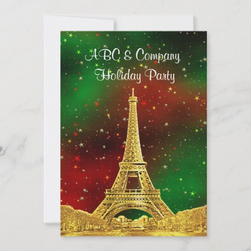 Gold Paris Skyline 2 Christmas Starry Invitation