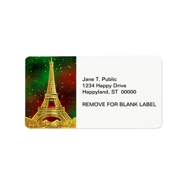 Gold Paris Skyline #2 Christmas Starry Label (Front)