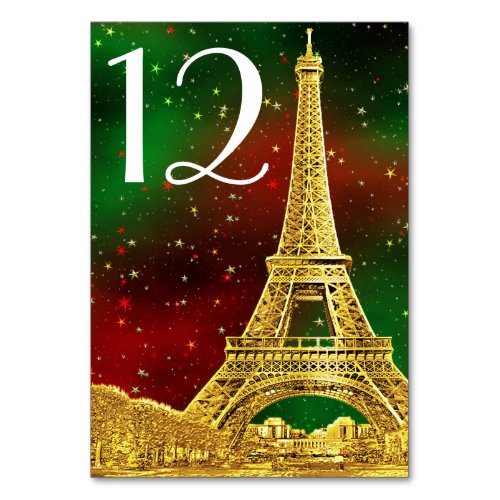 Gold Paris Skyline 2 Christmas Starry Table Number