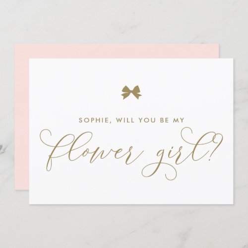 Gold Parisian Bow Will You Be My Flower Girl Invitation