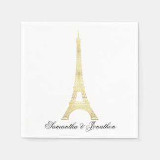 Gold Parisian Eiffel Tower Wedding Custom Napkins