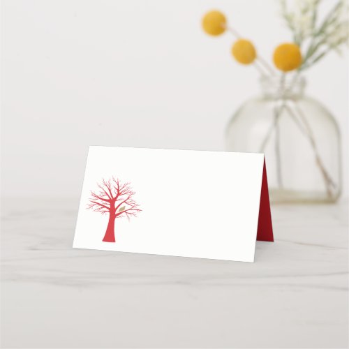 Gold partridge in a red winter tree Christmas Place Card