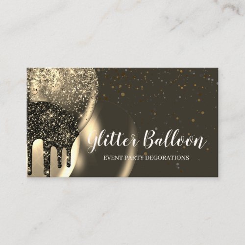 Gold Party Decor Event Plan Birthday Balloon Business Card