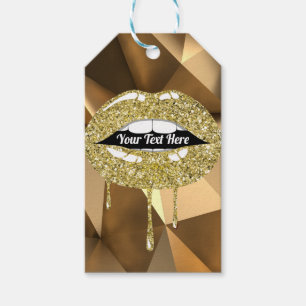 Gold Party Luxury Glam Glitter Drip Dripping Lips Gift Tags