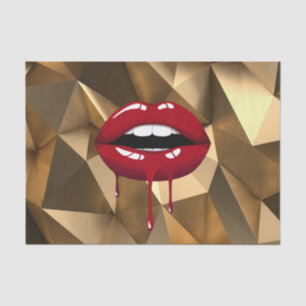 Gold Party Luxury Glam Red Drip Dripping Lips Tissue Paper