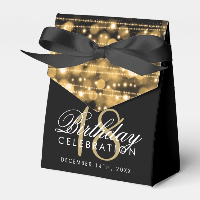 Gold Party Sparkles 18th Birthday Favor Boxes (Front Side)