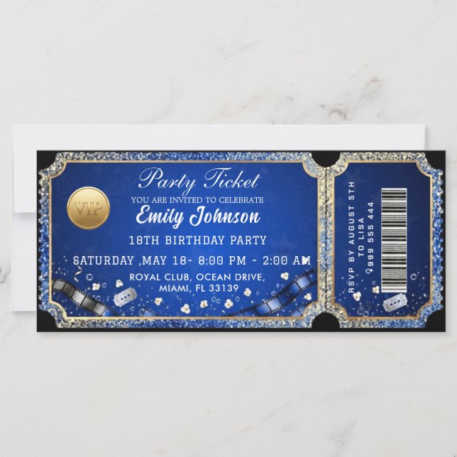 Gold Party Ticket Invitation (Front)