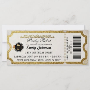 Gold Party Ticket Invitation 2026