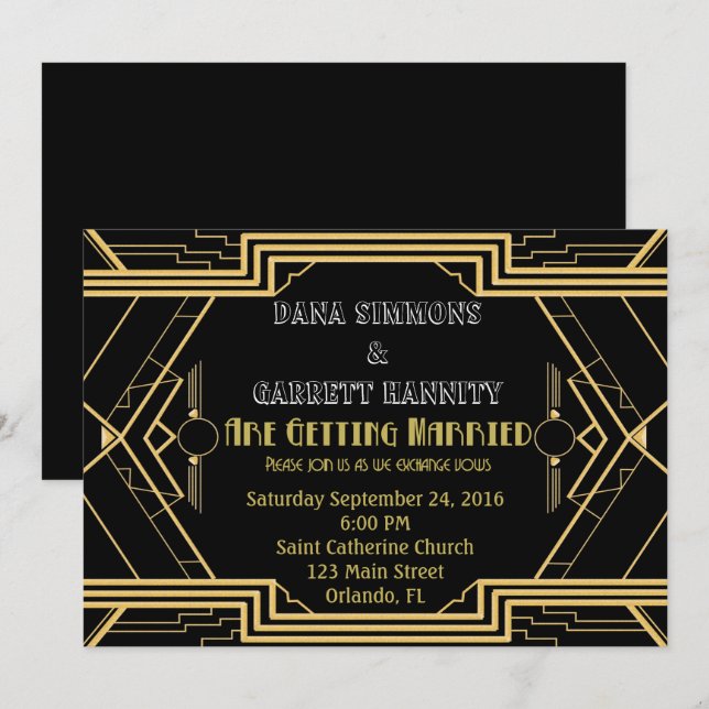 Gold Party Wedding Suite Ceremony Party Invitation (Front/Back)