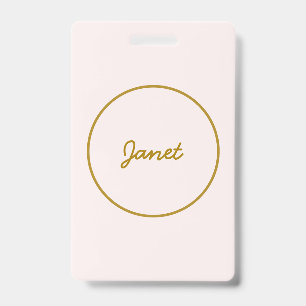 Gold & Pastel Color Calligraphy Elegant Plain Name Badge