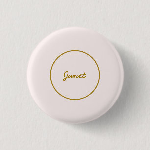 Gold & Pastel Color Calligraphy Elegant Plain Name Button