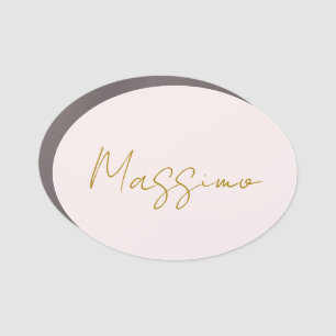 Gold & Pastel Color Calligraphy Elegant Plain Name Car Magnet