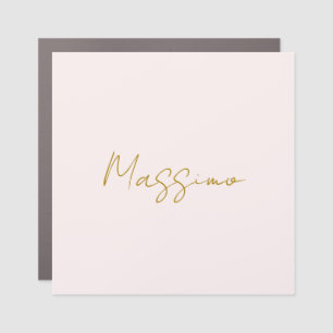 Gold & Pastel Color Calligraphy Elegant Plain Name Car Magnet