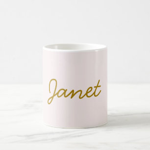 Gold & Pastel Color Calligraphy Elegant Plain Name Coffee Mug